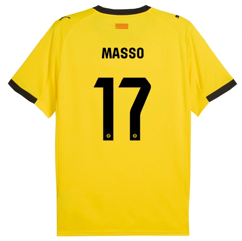 Danxen Enfant Maillot Ainoa Massó #17 Jaune Noir Tenues Extérieur 2025/26 T-Shirt