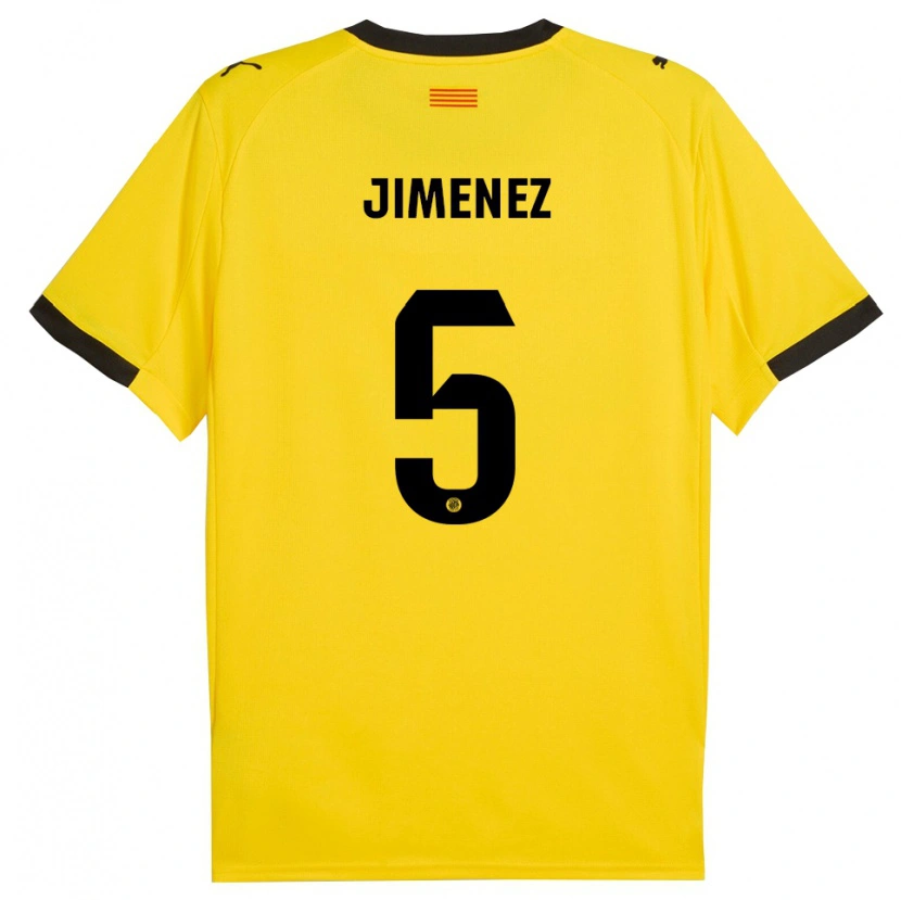Danxen Enfant Maillot Ángela Jiménez #5 Jaune Noir Tenues Extérieur 2025/26 T-Shirt