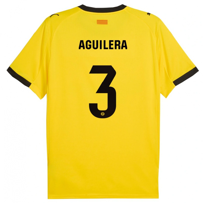 Danxen Enfant Maillot Oriol Aguilera #3 Jaune Noir Tenues Extérieur 2025/26 T-Shirt