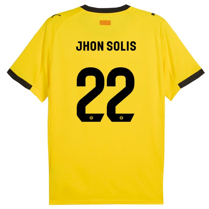Danxen Enfant Maillot Jhon Solís #22 Jaune Noir Tenues Extérieur 2025/26 T-Shirt