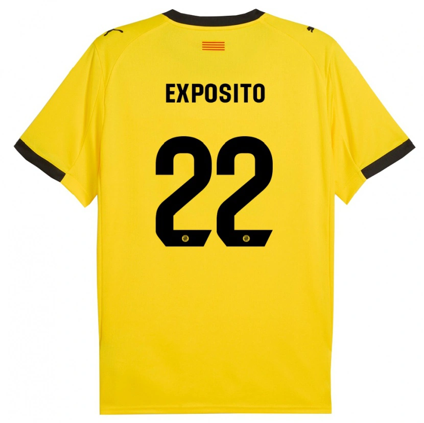 Danxen Enfant Maillot Samu Expósito #22 Jaune Noir Tenues Extérieur 2025/26 T-Shirt