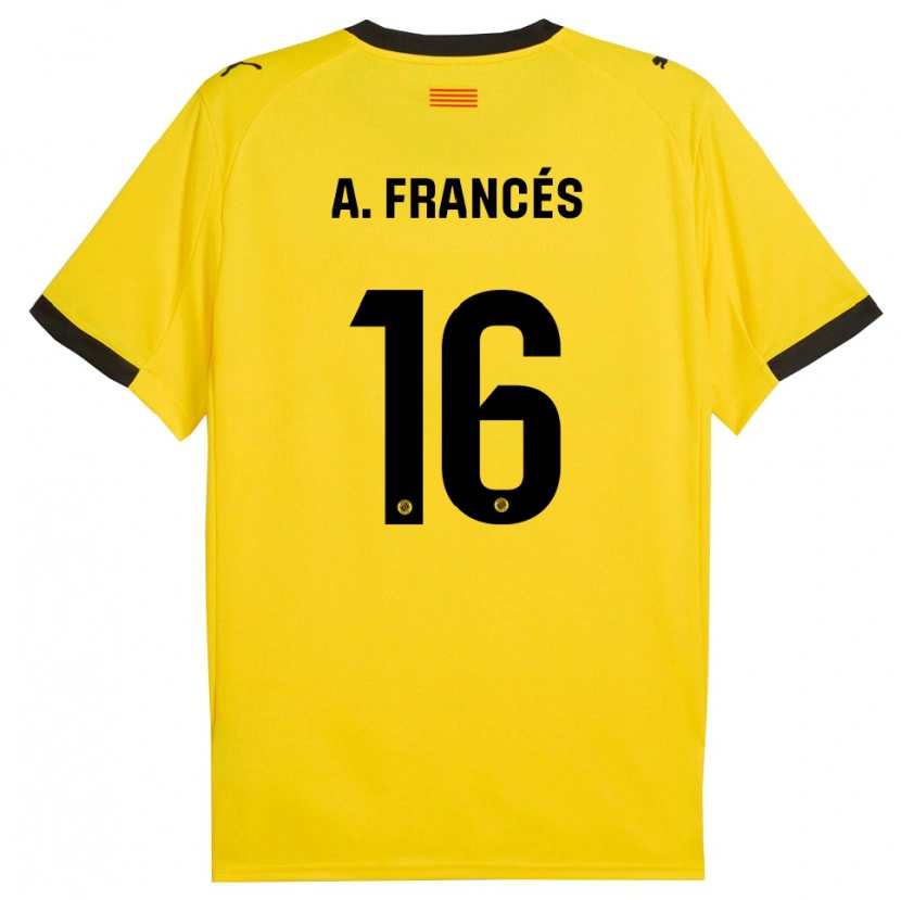 Danxen Enfant Maillot Alejandro Francés #16 Jaune Noir Tenues Extérieur 2025/26 T-Shirt