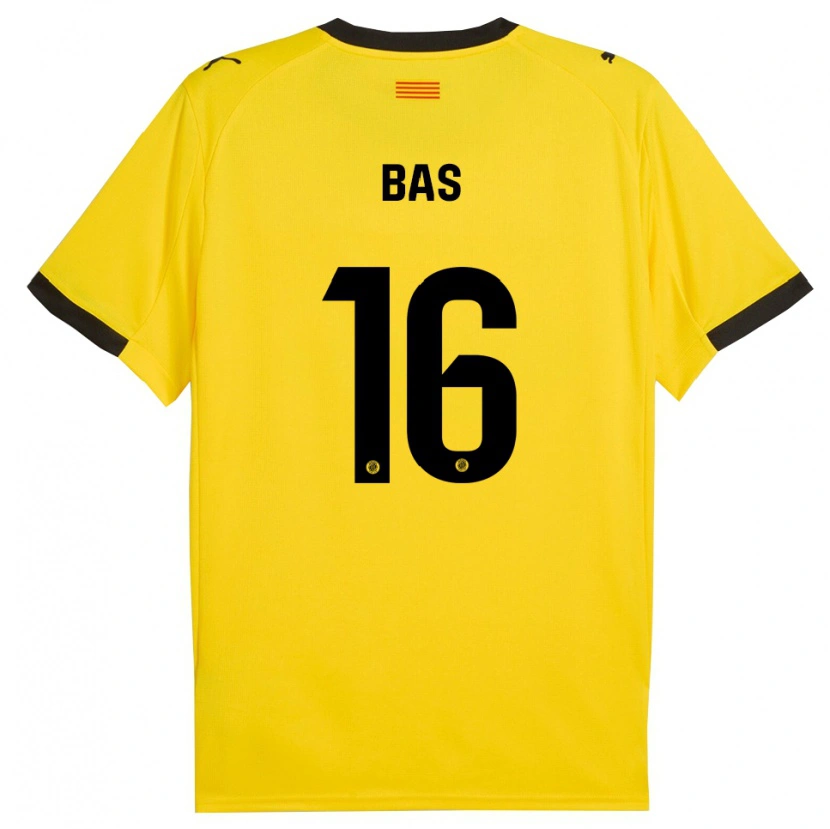 Danxen Enfant Maillot Jordi Bas #16 Jaune Noir Tenues Extérieur 2025/26 T-Shirt