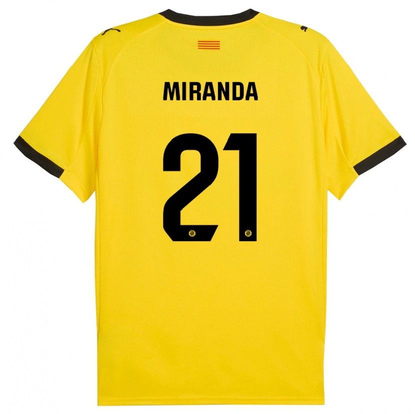 Danxen Enfant Maillot Adri Miranda #21 Jaune Noir Tenues Extérieur 2025/26 T-Shirt