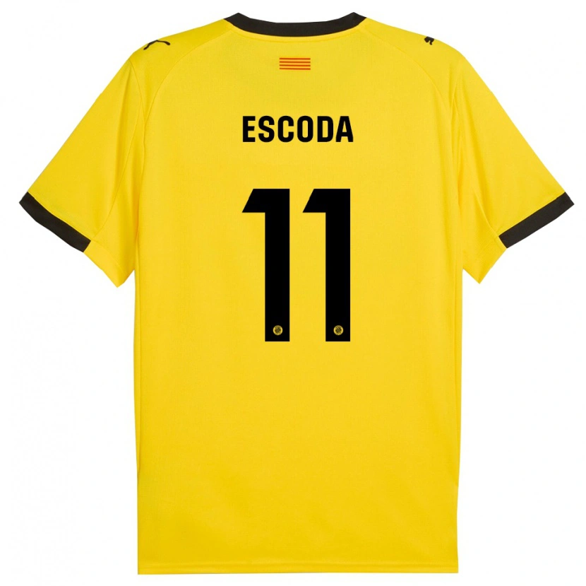 Danxen Enfant Maillot David Escoda #11 Jaune Noir Tenues Extérieur 2025/26 T-Shirt