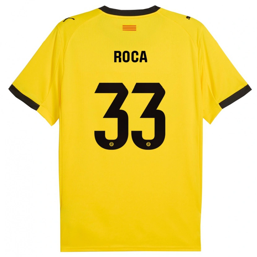 Danxen Enfant Maillot Joel Roca #33 Jaune Noir Tenues Extérieur 2025/26 T-Shirt