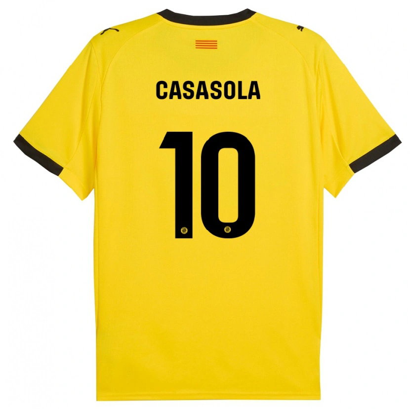 Danxen Enfant Maillot Derek Casasola #10 Jaune Noir Tenues Extérieur 2025/26 T-Shirt