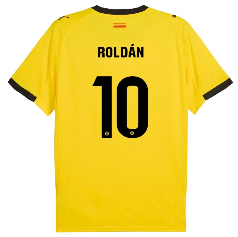 Danxen Enfant Maillot Marcos Roldán #10 Jaune Noir Tenues Extérieur 2025/26 T-Shirt