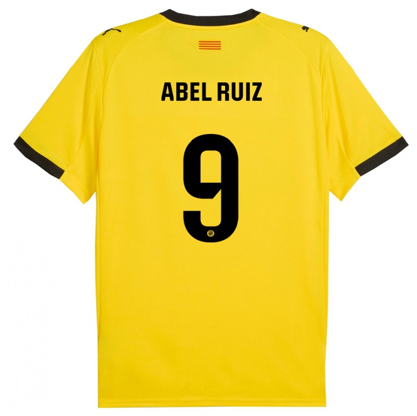 Danxen Enfant Maillot Abel Ruiz #9 Jaune Noir Tenues Extérieur 2025/26 T-Shirt