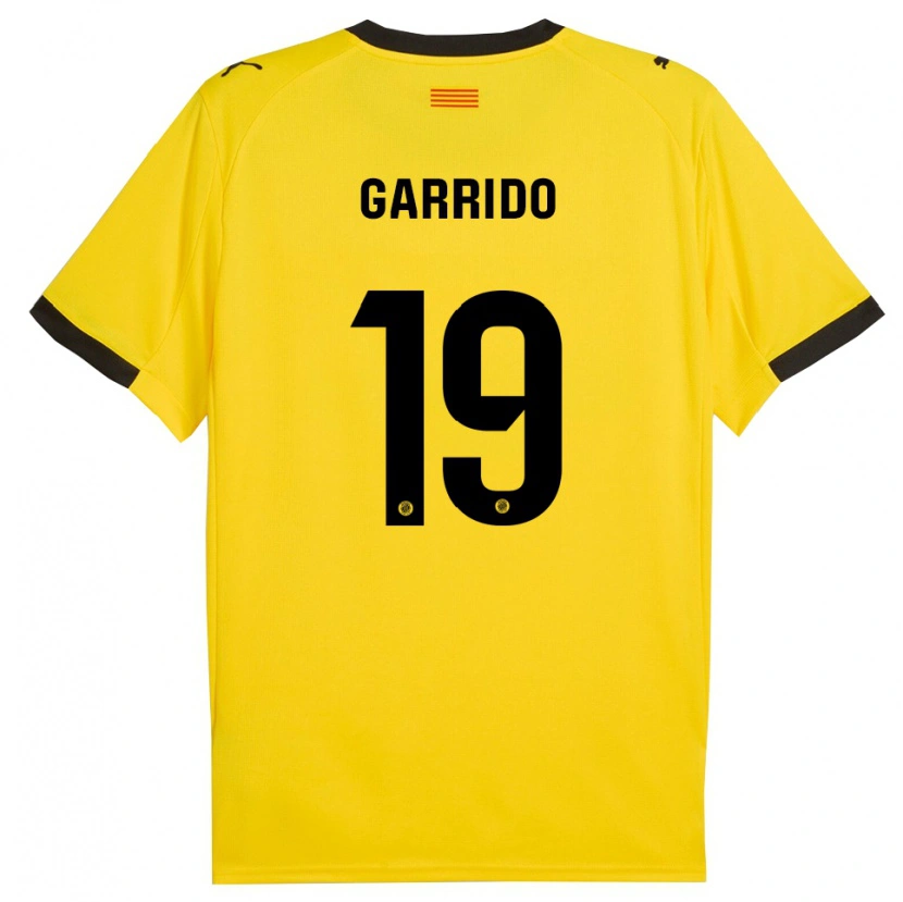 Danxen Enfant Maillot Carles Garrido #19 Jaune Noir Tenues Extérieur 2025/26 T-Shirt