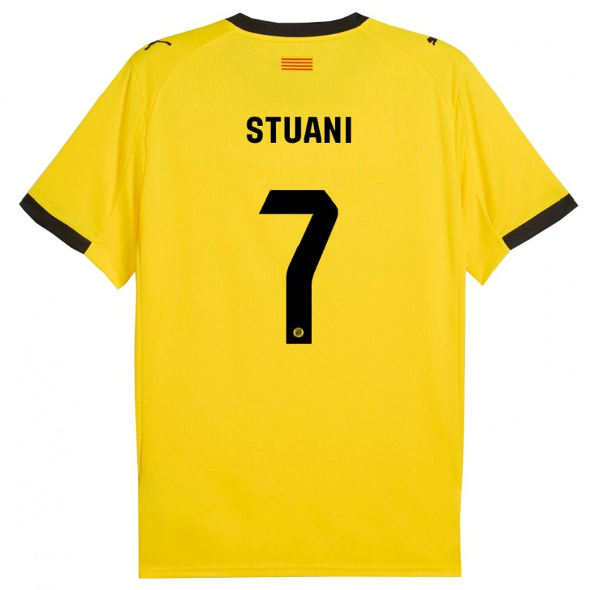 Danxen Enfant Maillot Cristhian Stuani #7 Jaune Noir Tenues Extérieur 2025/26 T-Shirt