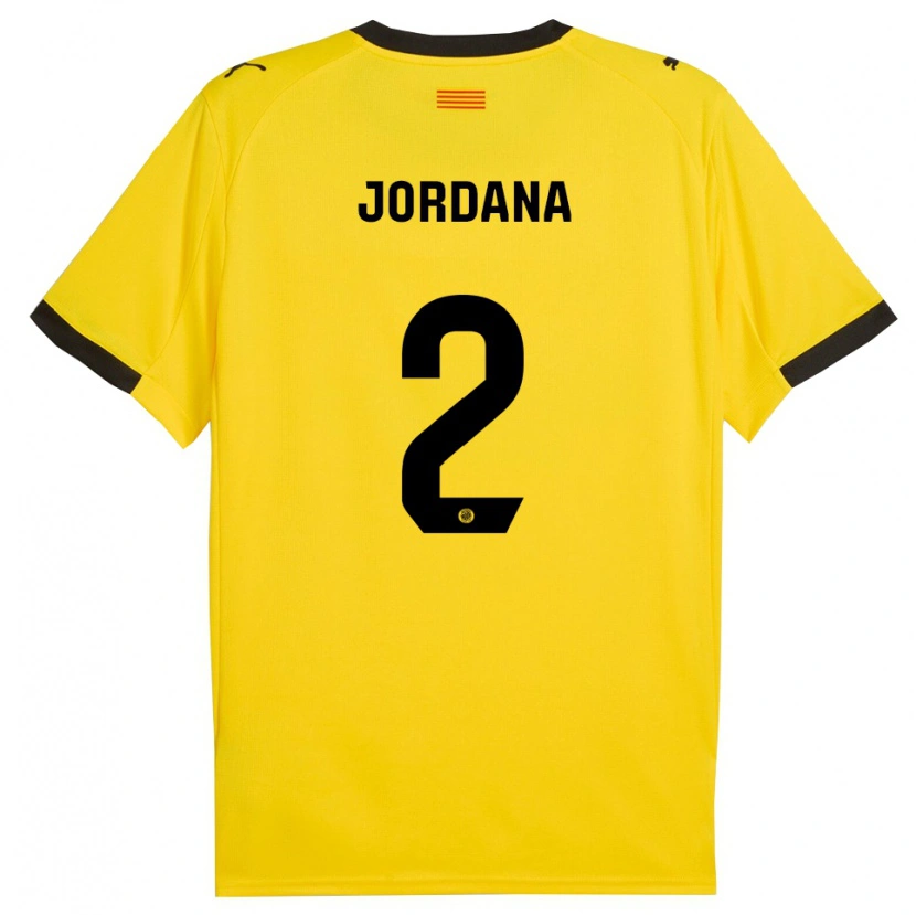 Danxen Enfant Maillot Gibert Jordana #2 Jaune Noir Tenues Extérieur 2025/26 T-Shirt