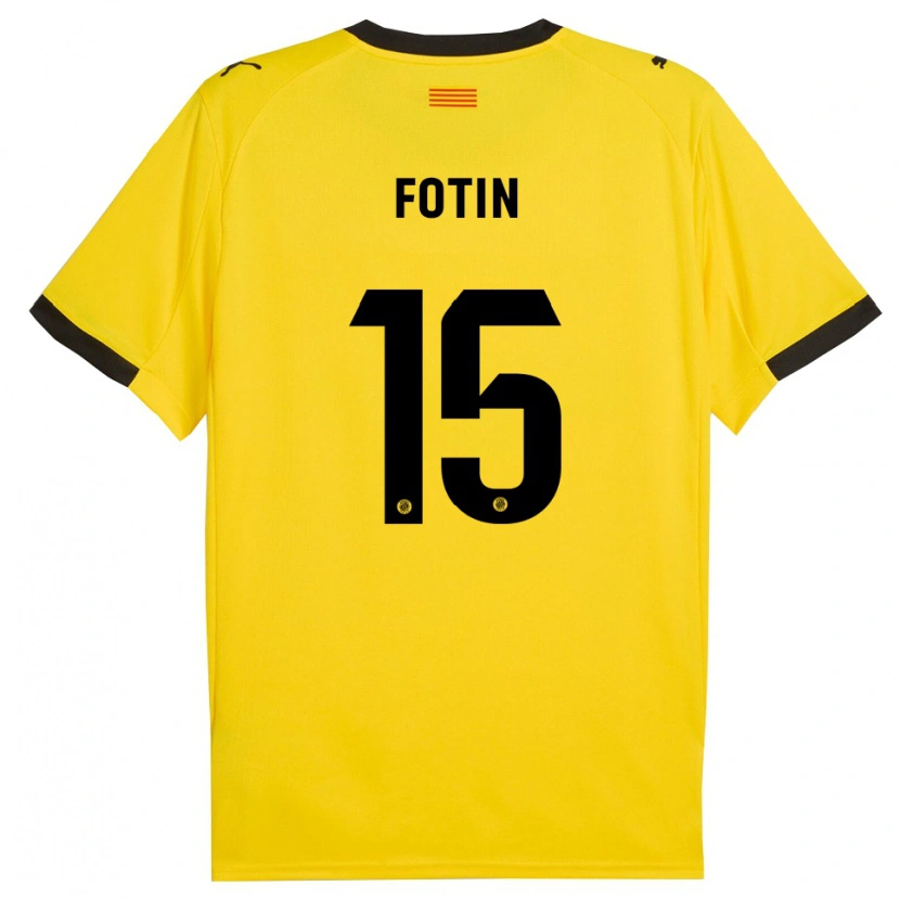 Danxen Enfant Maillot Rareș Fotin #15 Jaune Noir Tenues Extérieur 2025/26 T-Shirt
