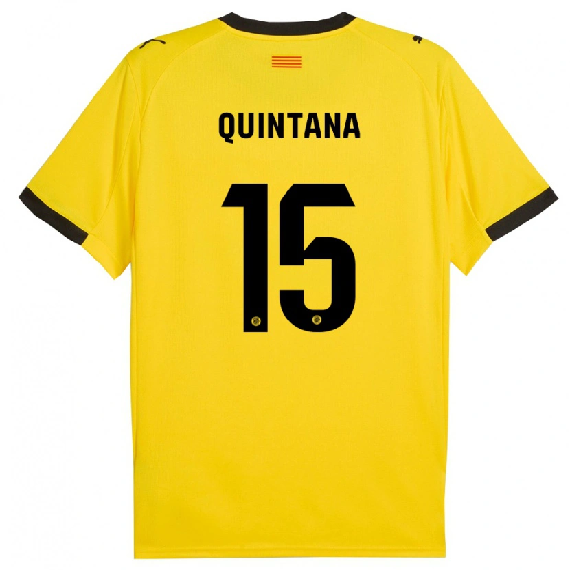 Danxen Enfant Maillot Amru Quintana #15 Jaune Noir Tenues Extérieur 2025/26 T-Shirt