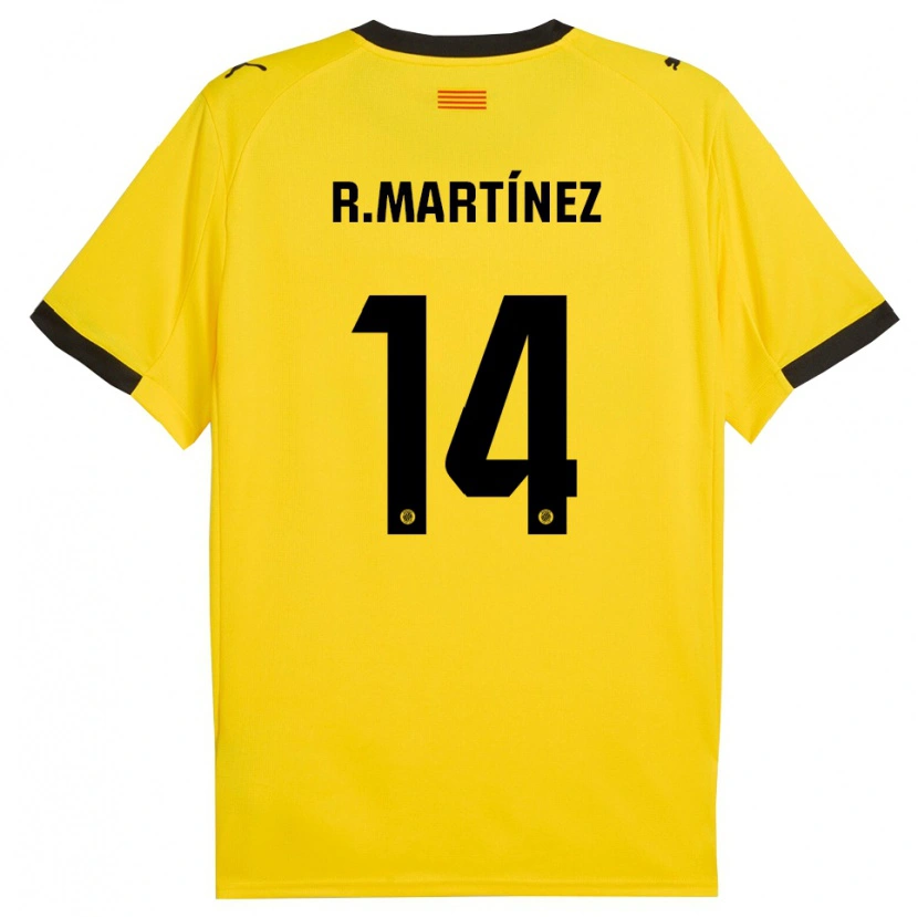 Danxen Enfant Maillot Raúl Martínez #14 Jaune Noir Tenues Extérieur 2025/26 T-Shirt