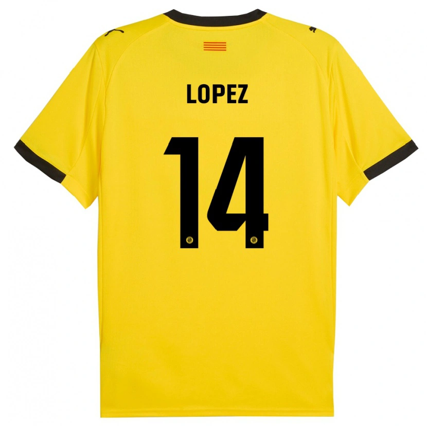 Danxen Enfant Maillot Judith López #14 Jaune Noir Tenues Extérieur 2025/26 T-Shirt