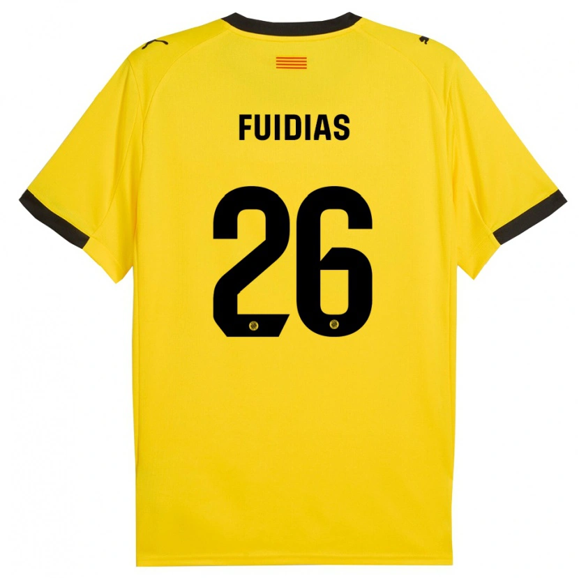 Danxen Enfant Maillot Toni Fuidias #26 Jaune Noir Tenues Extérieur 2025/26 T-Shirt