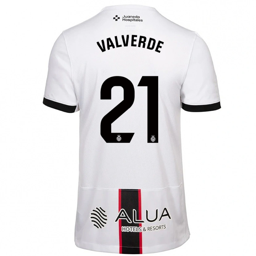 Danxen Enfant Maillot David Valverde #21 Blanc Noir Tenues Extérieur 2025/26 T-Shirt