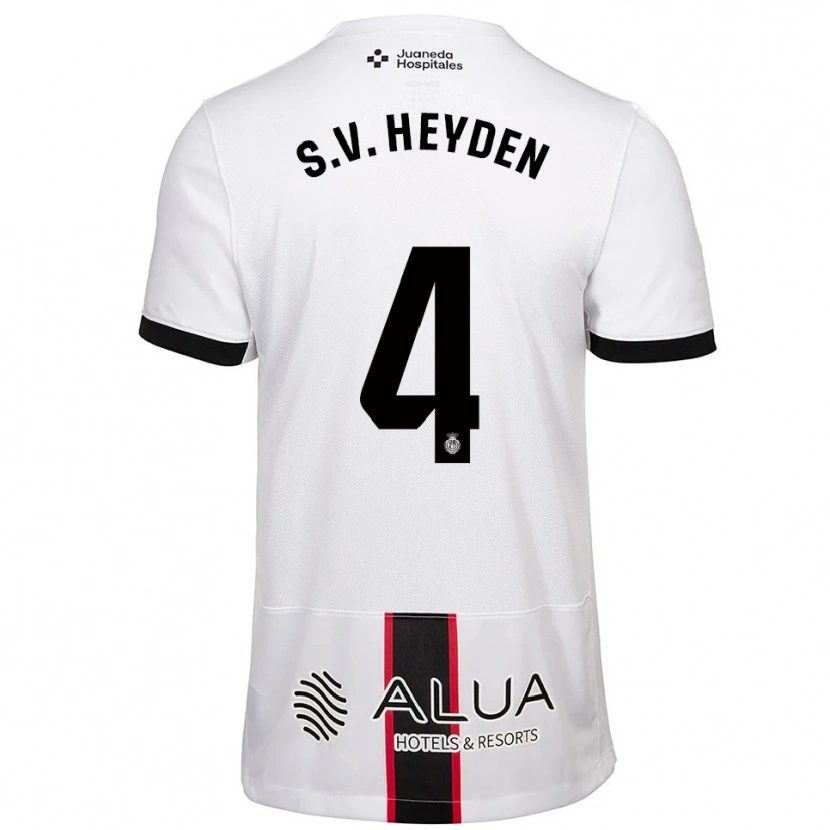 Danxen Enfant Maillot Siebe Van Der Heyden #4 Blanc Noir Tenues Extérieur 2025/26 T-Shirt