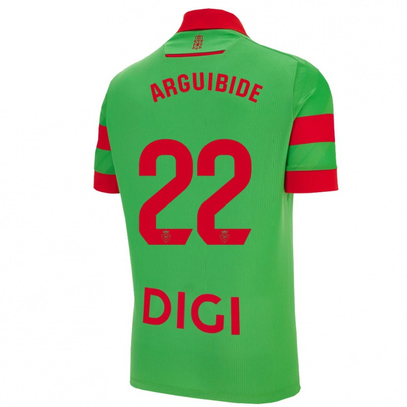 Danxen Enfant Maillot Iñigo Arguibide #22 Vert Rouge Tenues Extérieur 2025/26 T-Shirt