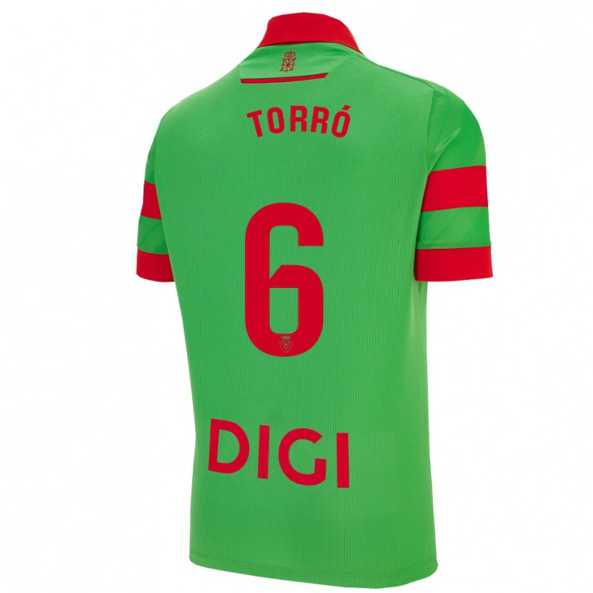 Danxen Enfant Maillot Lucas Torró #6 Vert Rouge Tenues Extérieur 2025/26 T-Shirt
