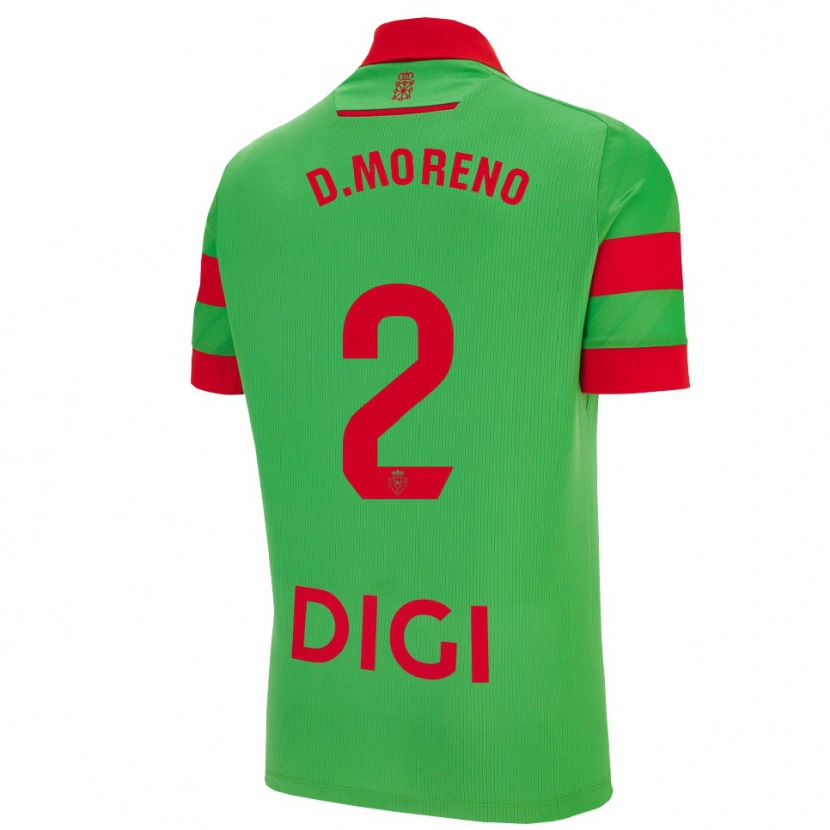 Danxen Enfant Maillot Diego Moreno #2 Vert Rouge Tenues Extérieur 2025/26 T-Shirt