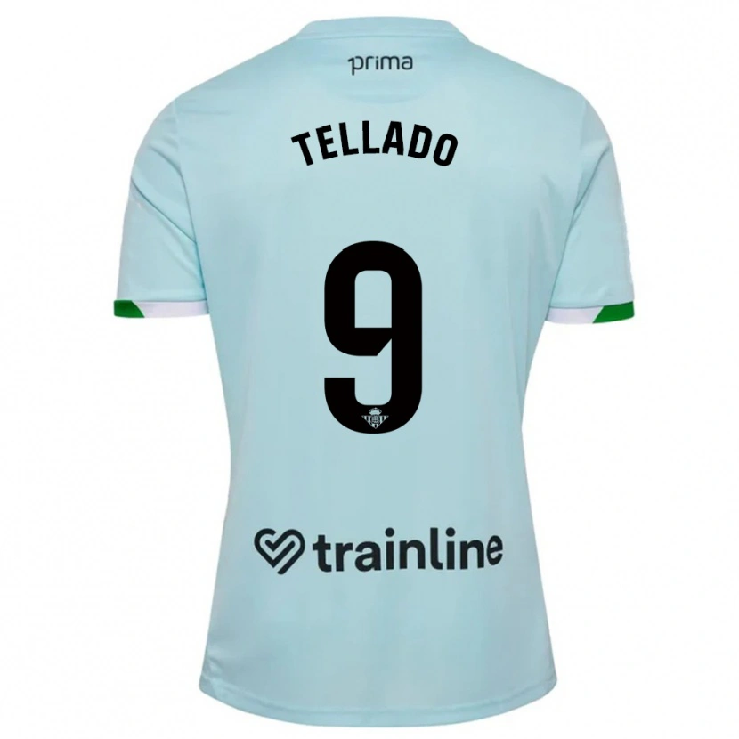 Danxen Enfant Maillot Victor Tellado #9 Bleu Ciel Vert Tenues Extérieur 2025/26 T-Shirt