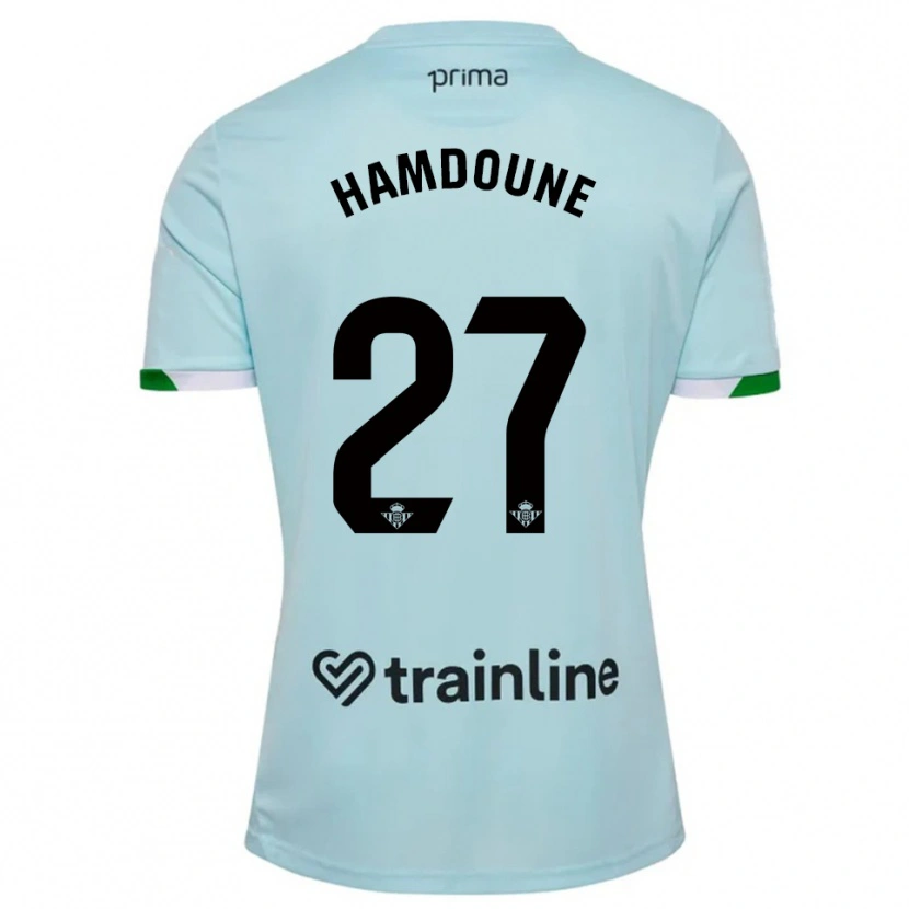 Danxen Enfant Maillot Mohamed Hamdoune #27 Bleu Ciel Vert Tenues Extérieur 2025/26 T-Shirt