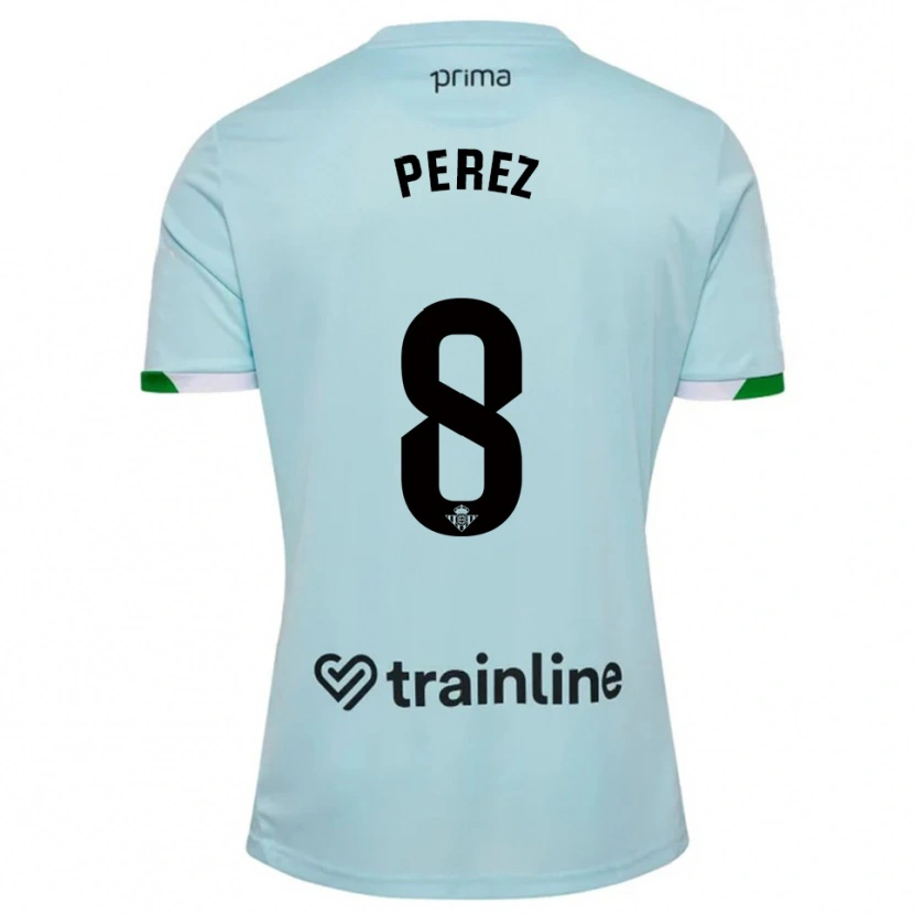 Danxen Enfant Maillot Dani Pérez #8 Bleu Ciel Vert Tenues Extérieur 2025/26 T-Shirt