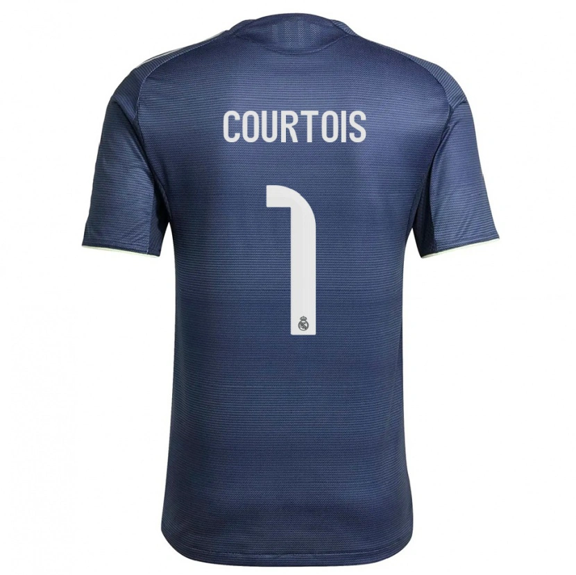 Danxen Enfant Maillot Thibaut Courtois #1 Marine Argent Tenues Extérieur 2025/26 T-Shirt