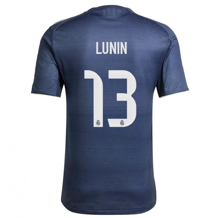Danxen Enfant Maillot Andriy Lunin #13 Marine Argent Tenues Extérieur 2025/26 T-Shirt