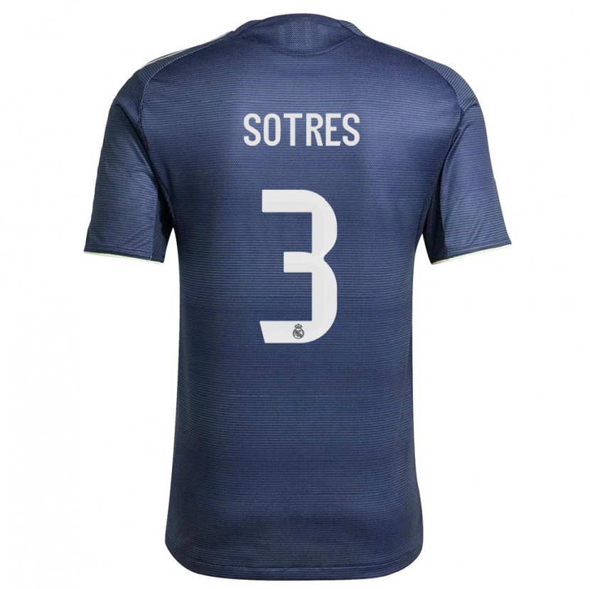 Danxen Enfant Maillot Alfredo Sotres #3 Marine Argent Tenues Extérieur 2025/26 T-Shirt
