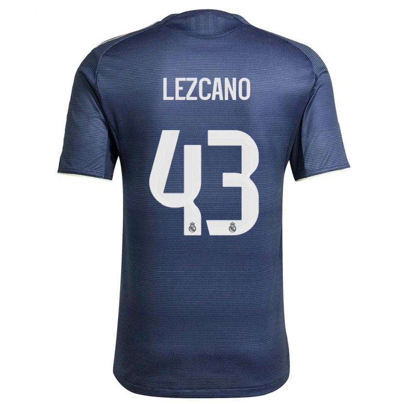 Danxen Enfant Maillot Álvaro Lezcano #43 Marine Argent Tenues Extérieur 2025/26 T-Shirt
