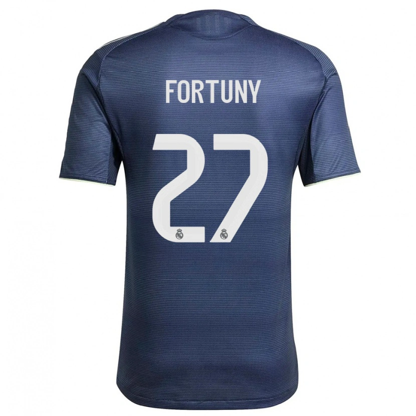 Danxen Enfant Maillot Pol Fortuny #27 Marine Argent Tenues Extérieur 2025/26 T-Shirt
