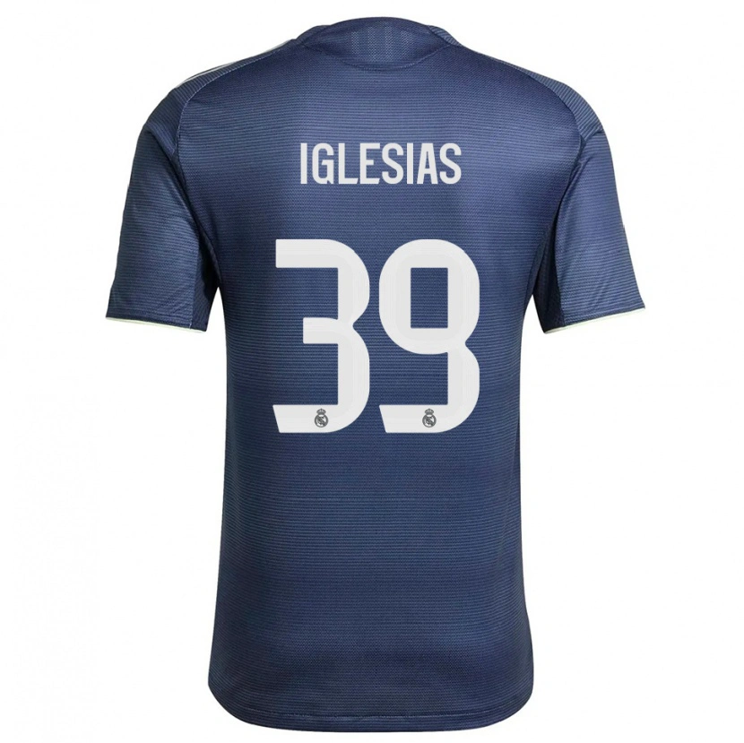 Danxen Enfant Maillot Bruno Iglesias #39 Marine Argent Tenues Extérieur 2025/26 T-Shirt