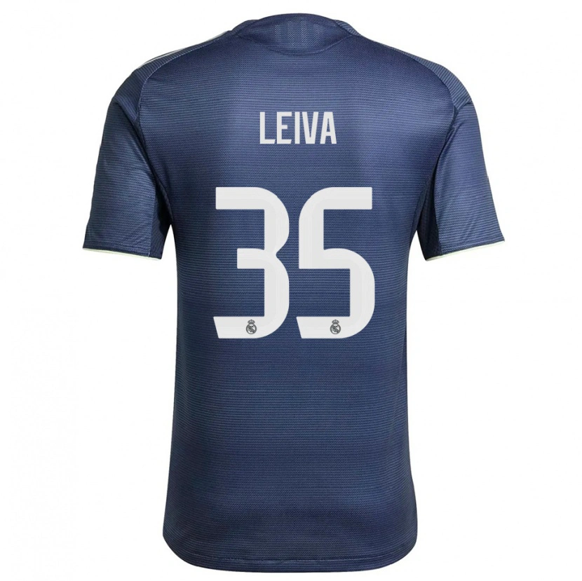 Danxen Enfant Maillot Álvaro Leiva #35 Marine Argent Tenues Extérieur 2025/26 T-Shirt