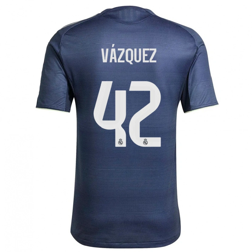 Danxen Enfant Maillot Erik Vázquez #42 Marine Argent Tenues Extérieur 2025/26 T-Shirt