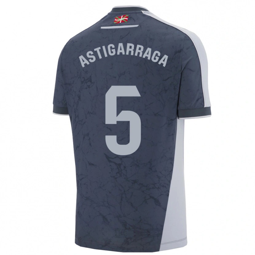 Danxen Enfant Maillot Eneko Astigarraga #5 Bleu Foncé Blanc Tenues Extérieur 2025/26 T-Shirt