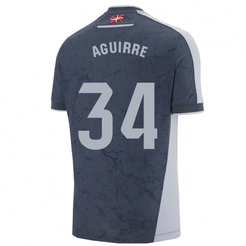 Danxen Enfant Maillot Ibai Aguirre #34 Bleu Foncé Blanc Tenues Extérieur 2025/26 T-Shirt
