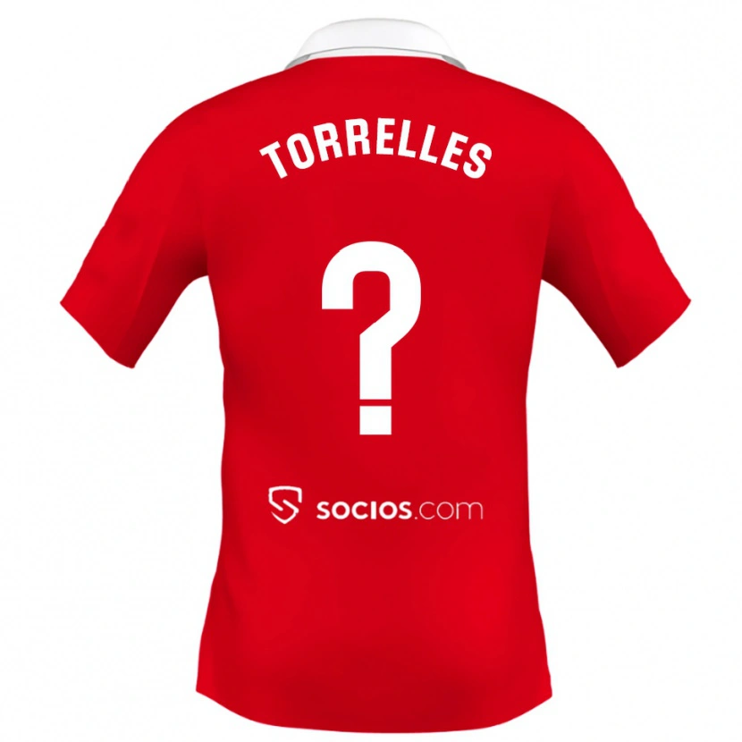 Danxen Enfant Maillot Genís Torrelles #0 Rouge Blanc Gris Tenues Extérieur 2025/26 T-Shirt