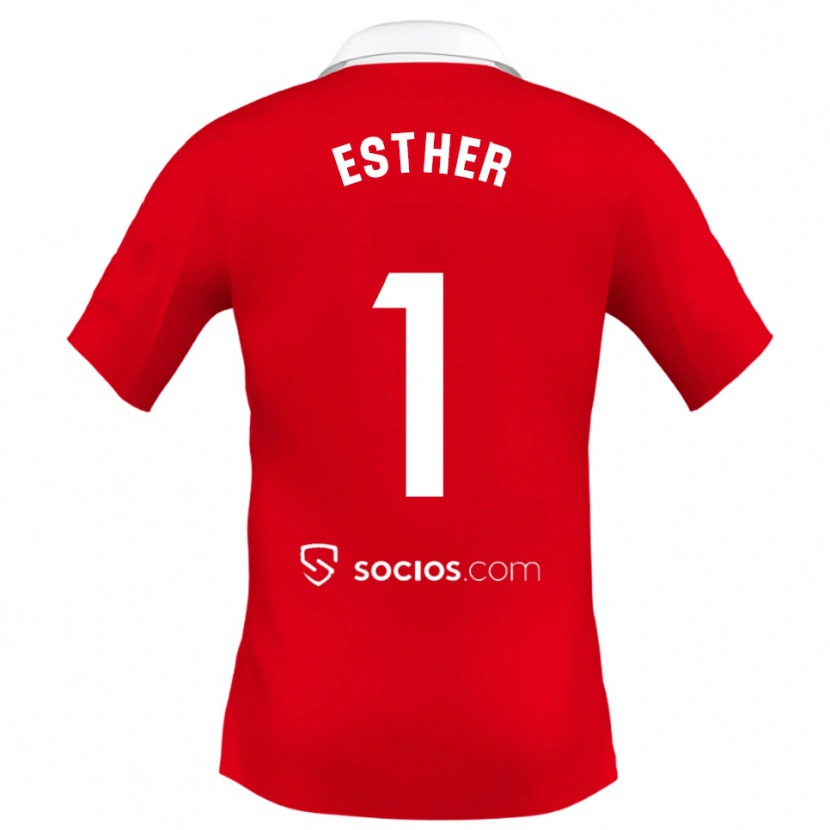 Danxen Enfant Maillot Esther Sullastres Ayuso #1 Rouge Blanc Gris Tenues Extérieur 2025/26 T-Shirt