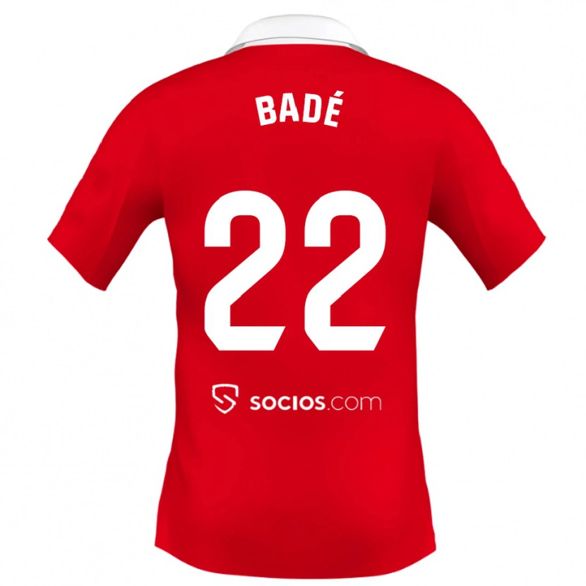 Danxen Enfant Maillot Loïc Badé #22 Rouge Blanc Gris Tenues Extérieur 2025/26 T-Shirt