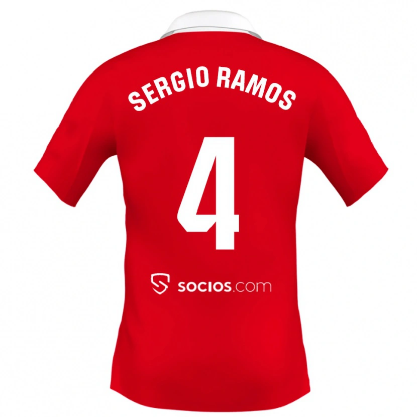 Danxen Enfant Maillot Sergio Ramos #4 Rouge Blanc Gris Tenues Extérieur 2025/26 T-Shirt