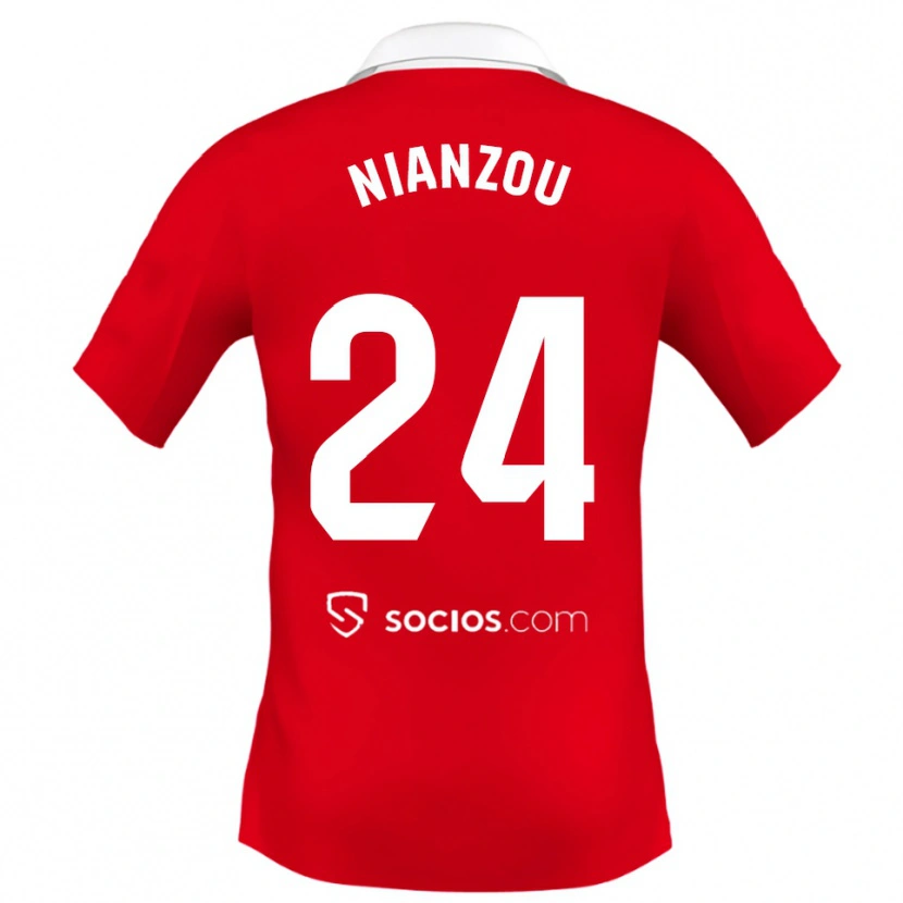 Danxen Enfant Maillot Tanguy Nianzou #24 Rouge Blanc Gris Tenues Extérieur 2025/26 T-Shirt
