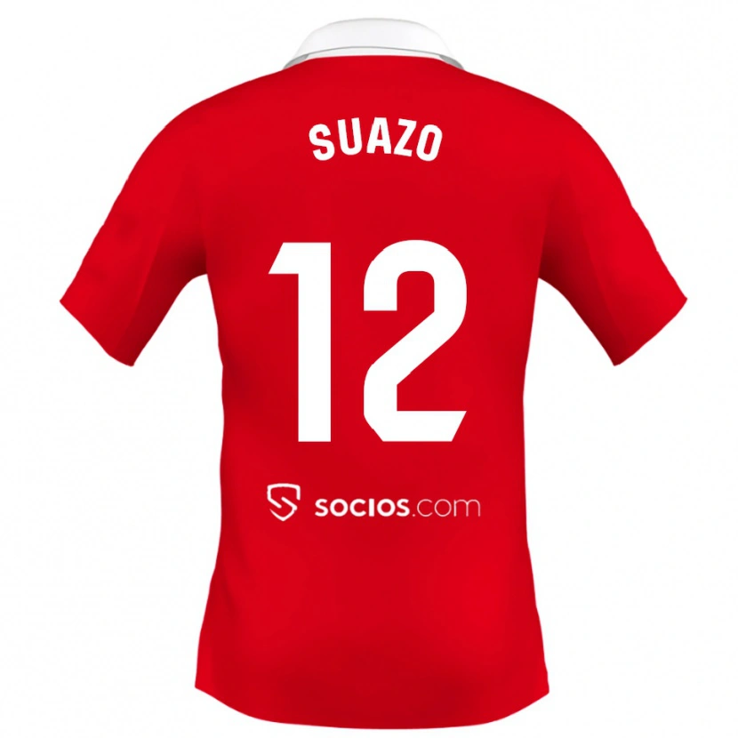 Danxen Enfant Maillot Gabriel Suazo #12 Rouge Blanc Gris Tenues Extérieur 2025/26 T-Shirt