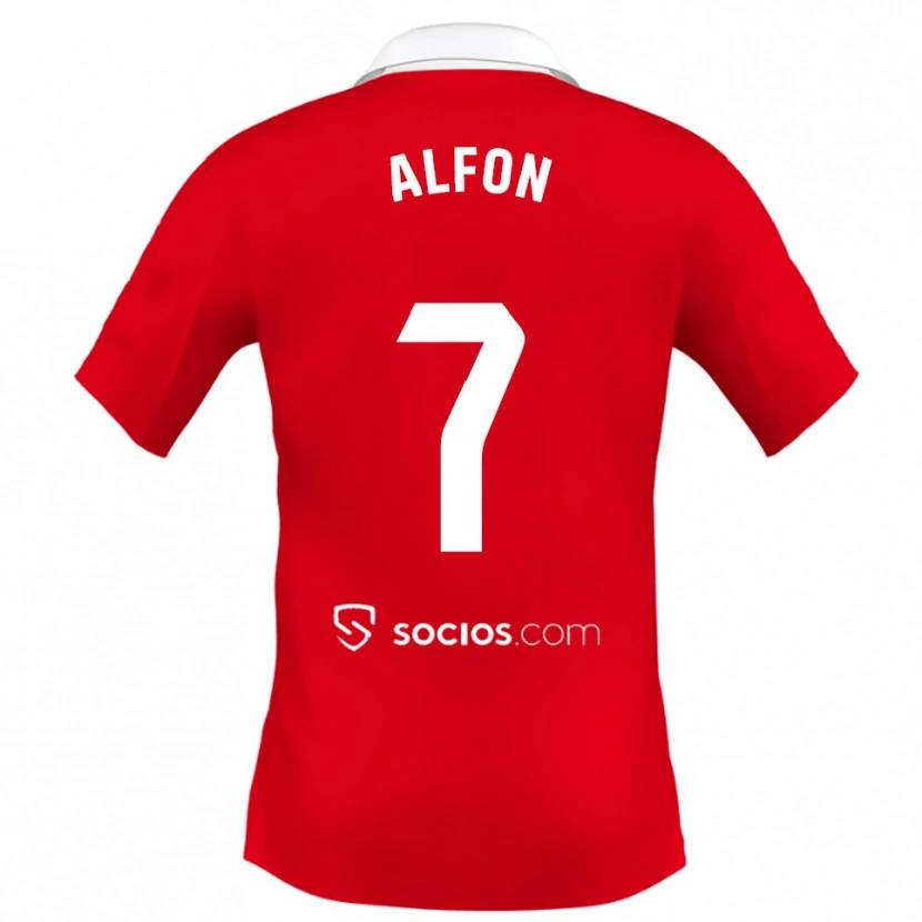 Danxen Enfant Maillot Alfon González #7 Rouge Blanc Gris Tenues Extérieur 2025/26 T-Shirt