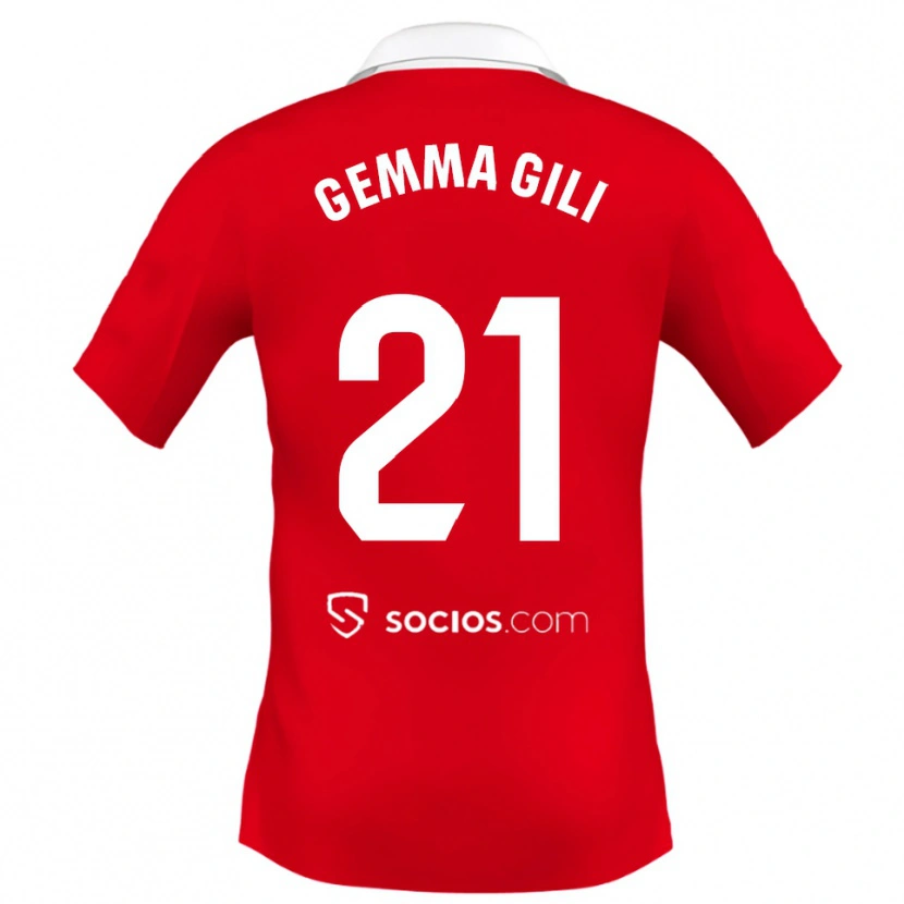 Danxen Enfant Maillot Gemma Gili Giner #21 Rouge Blanc Gris Tenues Extérieur 2025/26 T-Shirt