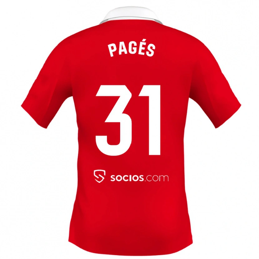 Danxen Enfant Maillot Lukas Pagés #31 Rouge Blanc Gris Tenues Extérieur 2025/26 T-Shirt