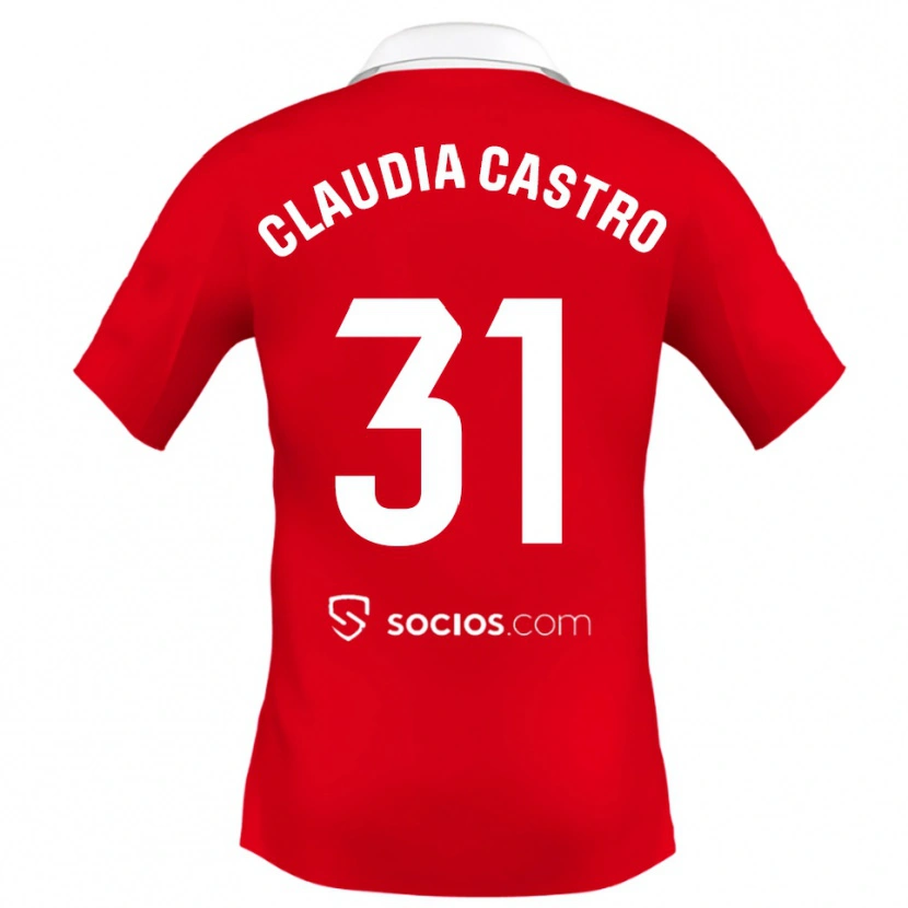 Danxen Enfant Maillot Claudia Castro Romero #31 Rouge Blanc Gris Tenues Extérieur 2025/26 T-Shirt