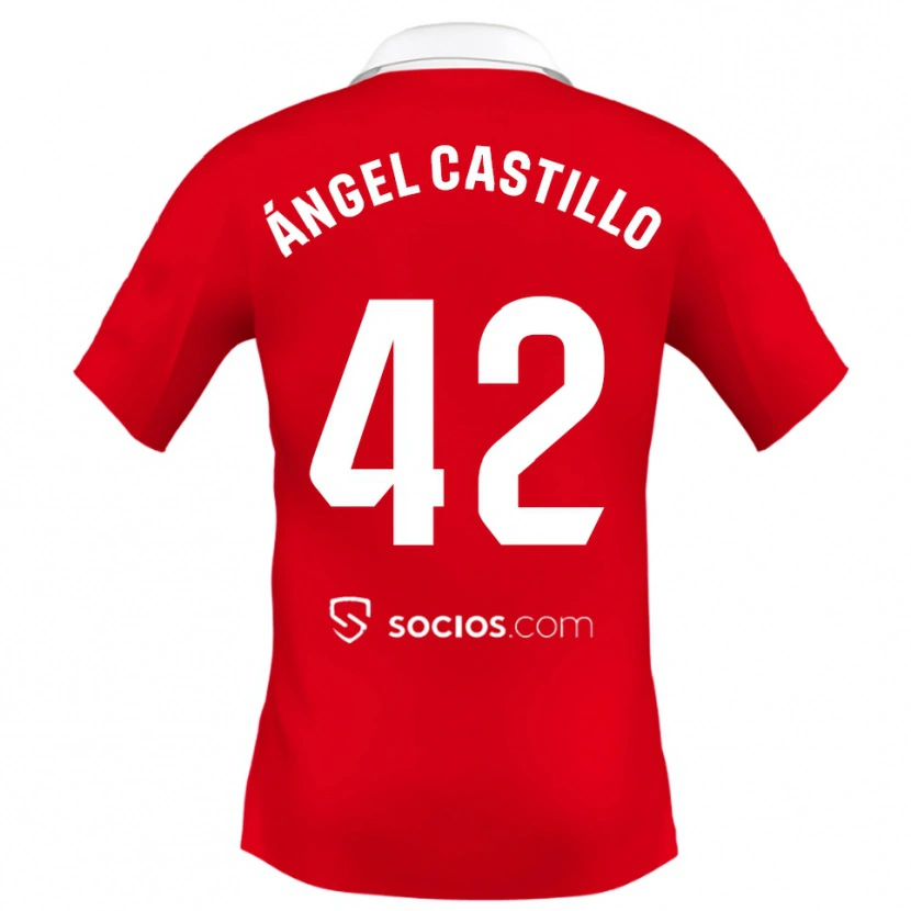 Danxen Enfant Maillot Manuel Ángel Castillo #42 Rouge Blanc Gris Tenues Extérieur 2025/26 T-Shirt